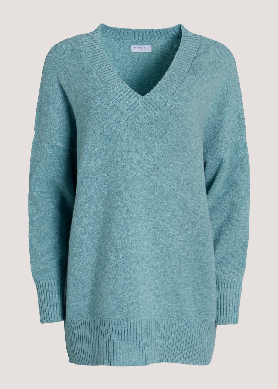 Teal V-Neck Jumper