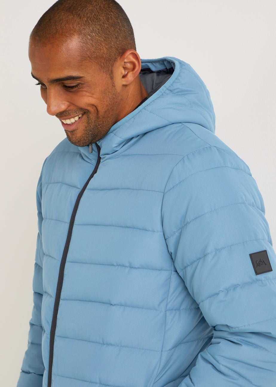 Blue Hooded Packable Puffer Coat