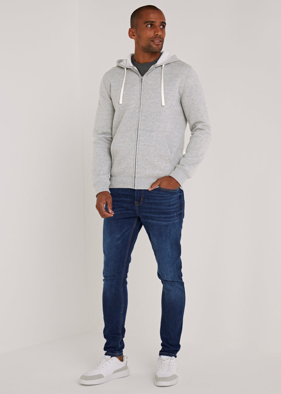 Grey Essential Zip Up Hoodie