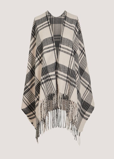 Taupe Large Border Print Shawl