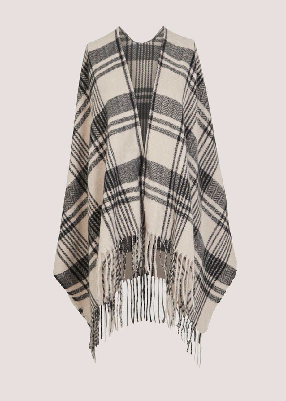 Taupe Large Border Print Shawl