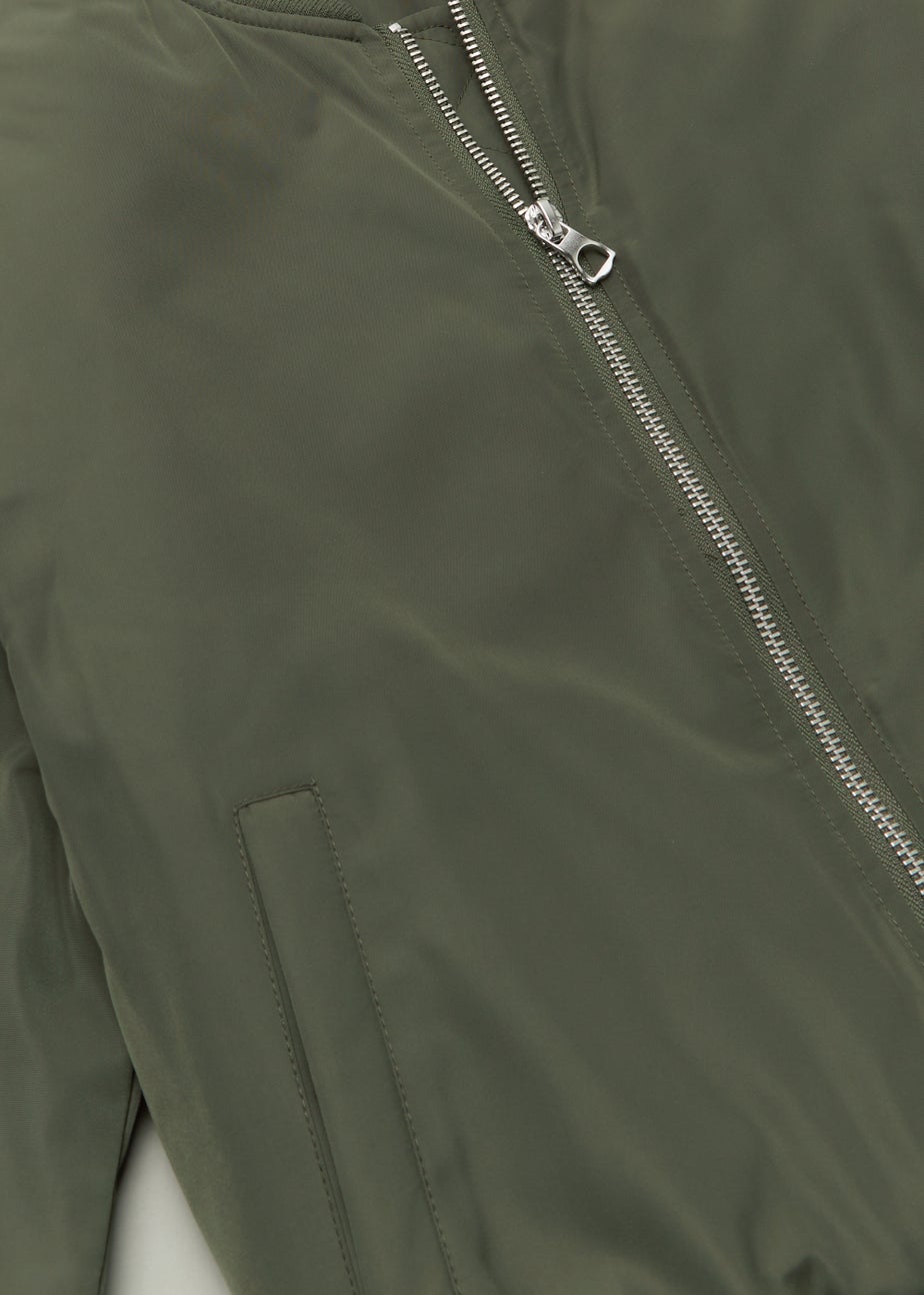 Girls Candy Couture Khaki Ruched Sleeve Bomber Jacket (9-16yrs)