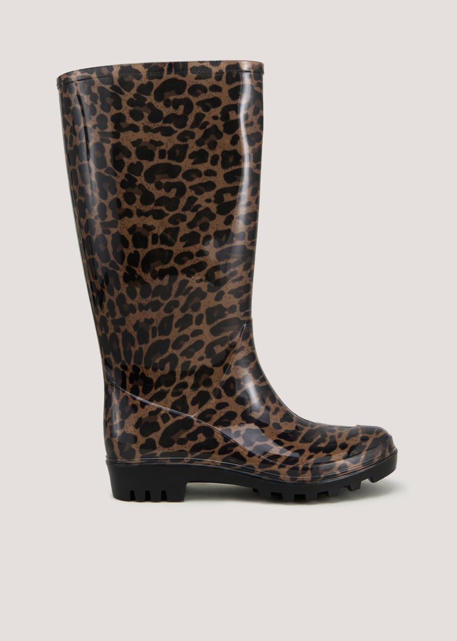 Brown Leopard Print Tall Wellies