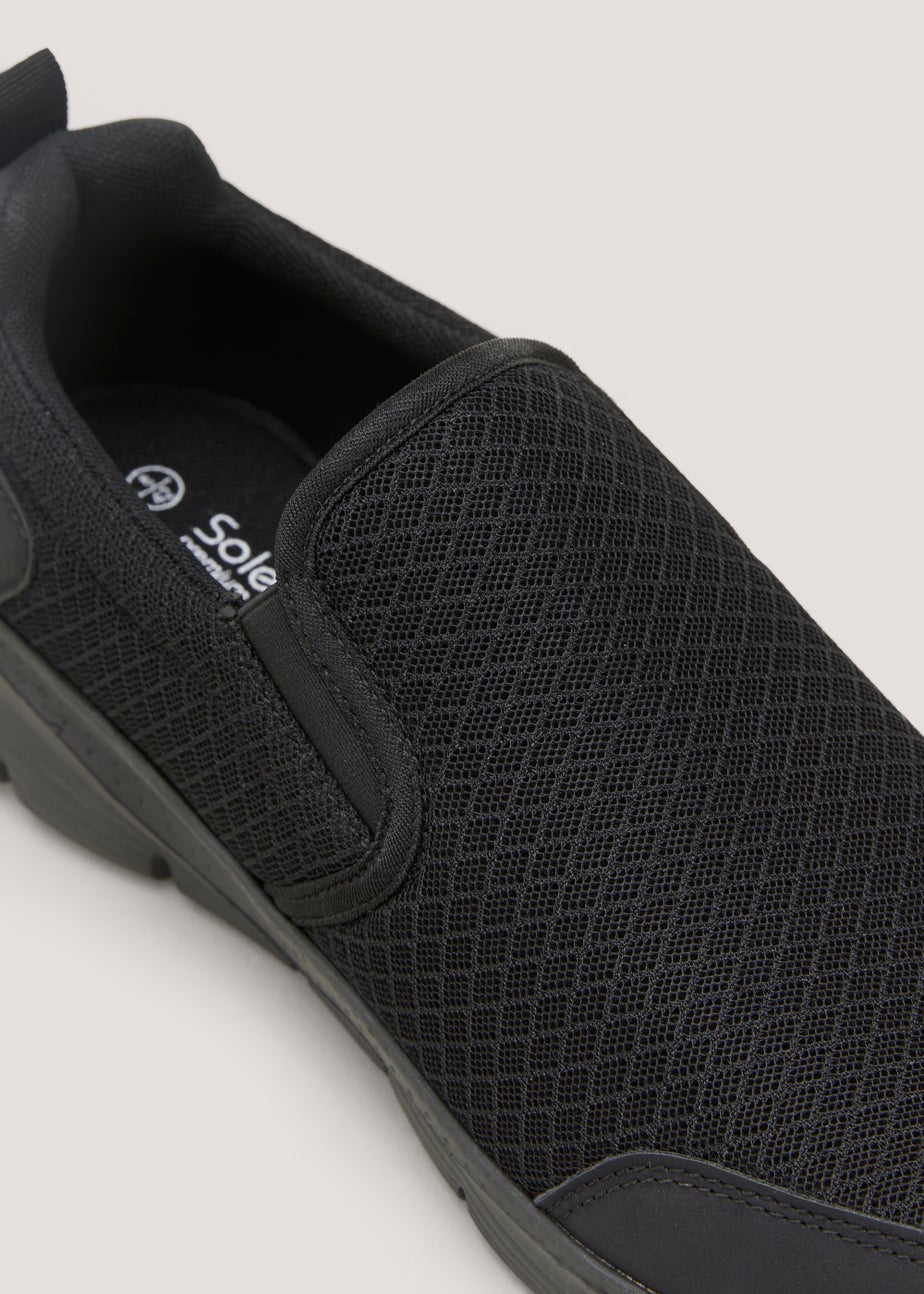 Soleflex Black Mesh Slip On Trainers