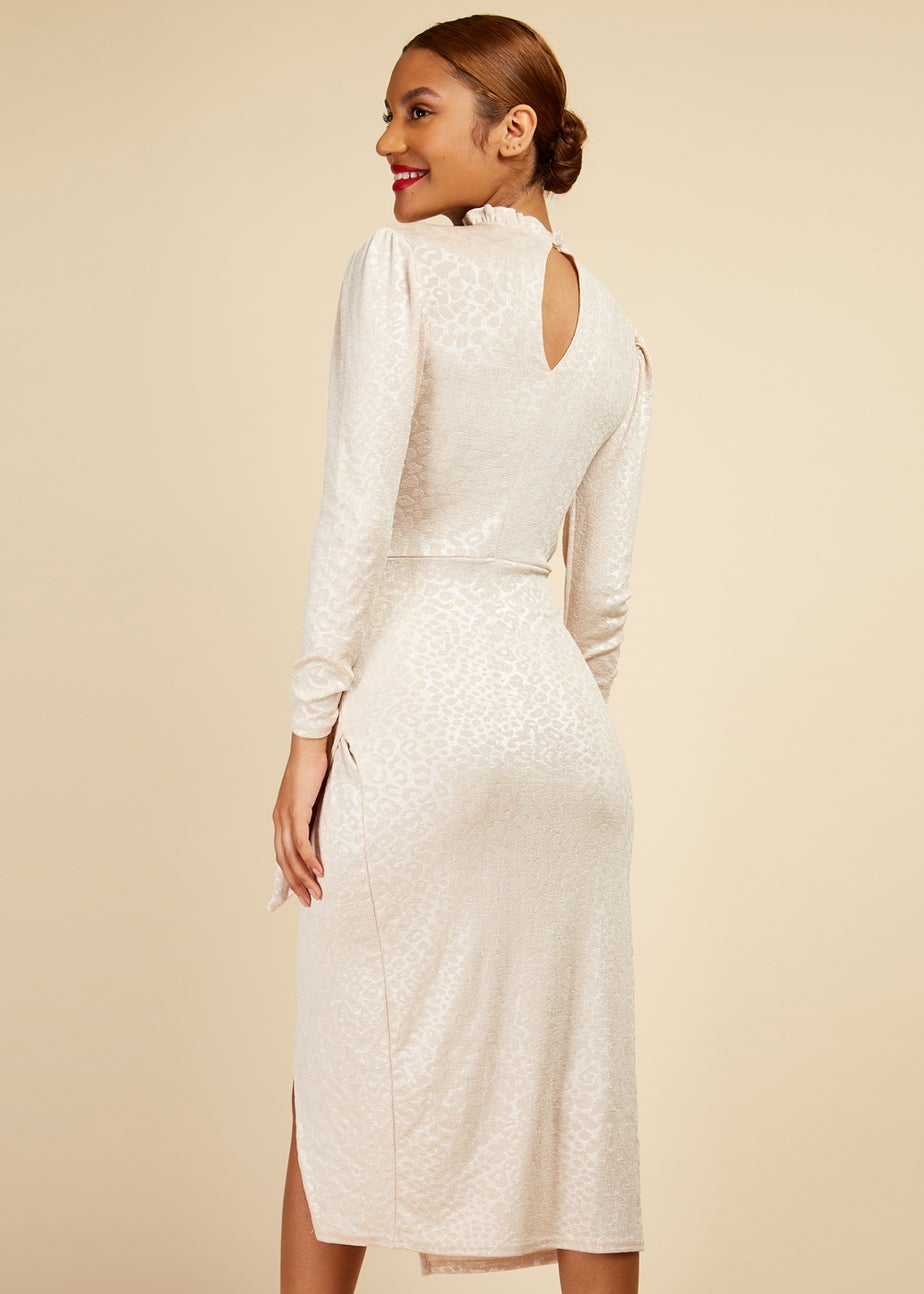 Little Mistress Stone Tie Waist Midi Dress