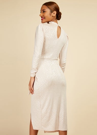 Little Mistress Stone Tie Waist Midi Dress