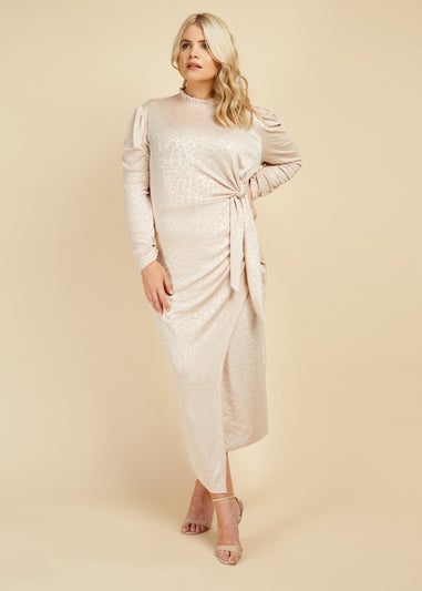 Little Mistress Stone Tie Waist Midi Dress