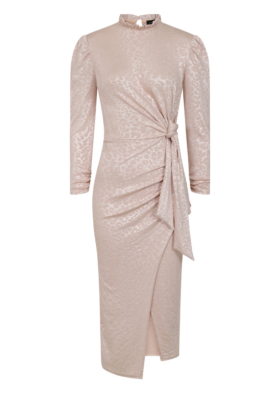 Little Mistress Stone Tie Waist Midi Dress