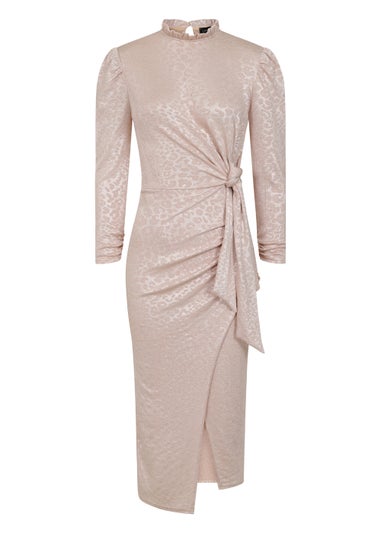 Little Mistress Stone Tie Waist Midi Dress