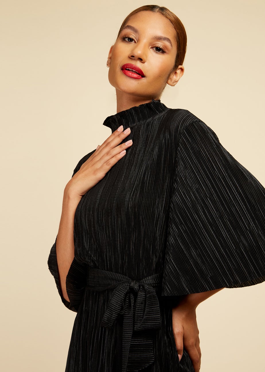 Little Mistress Black High Neck Midi Dress