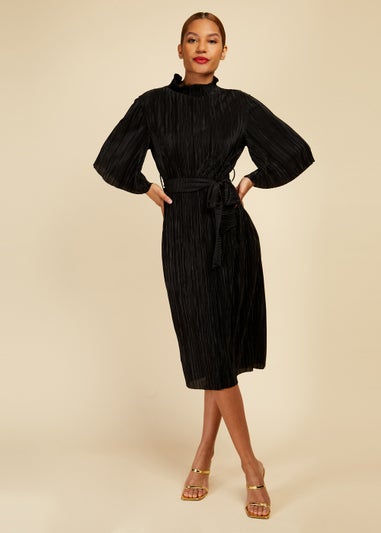 Little Mistress Black High Neck Midi Dress