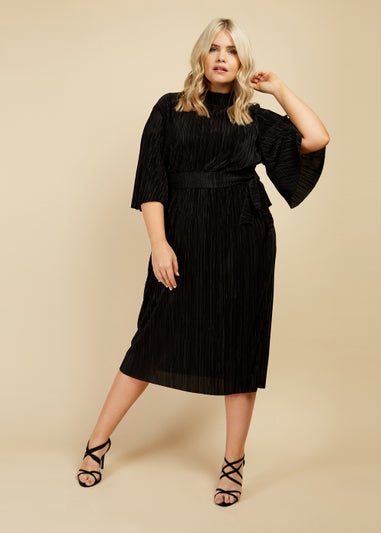 Little Mistress Black High Neck Midi Dress