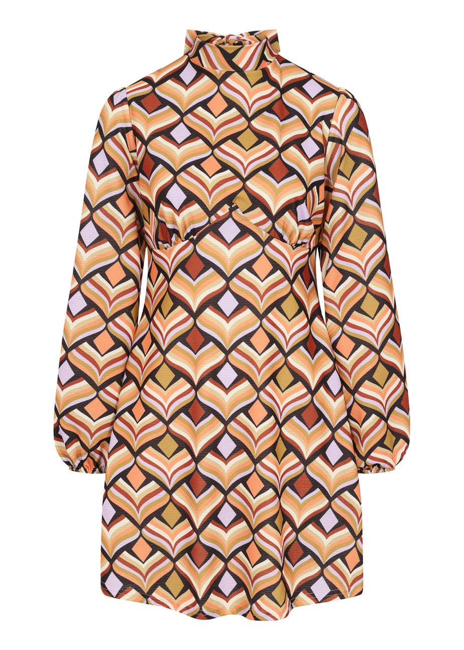 Girls on Film Brown Geo Print Mini Dress