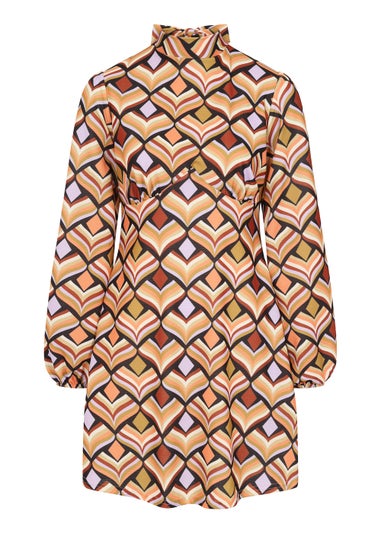 Girls on Film Brown Geo Print Mini Dress