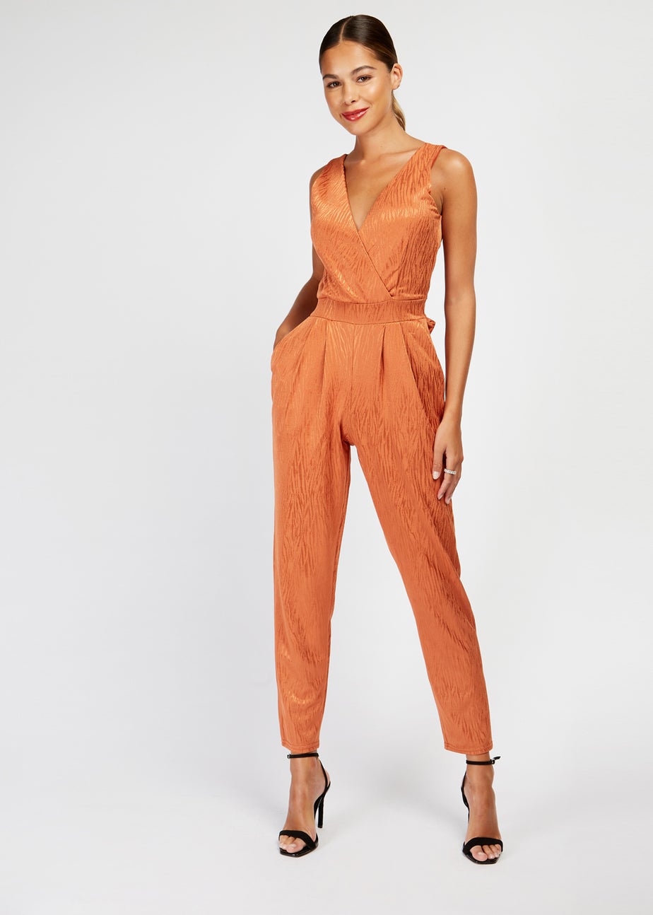 Girls on Film Animal Print Brocade Jumpsuit