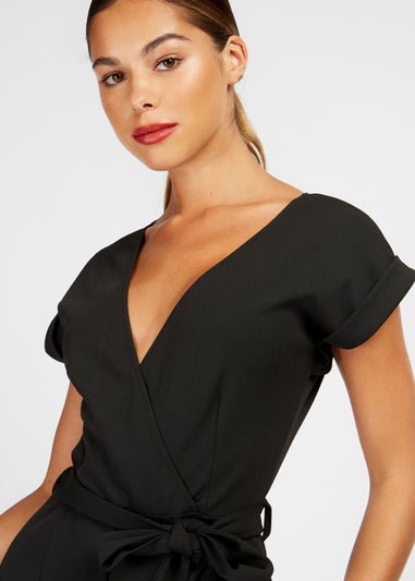 Girls on Film by Dani Dyer Black Mock Wrap Jumpsuit
