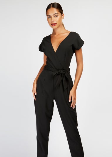 Girls on Film by Dani Dyer Black Mock Wrap Jumpsuit