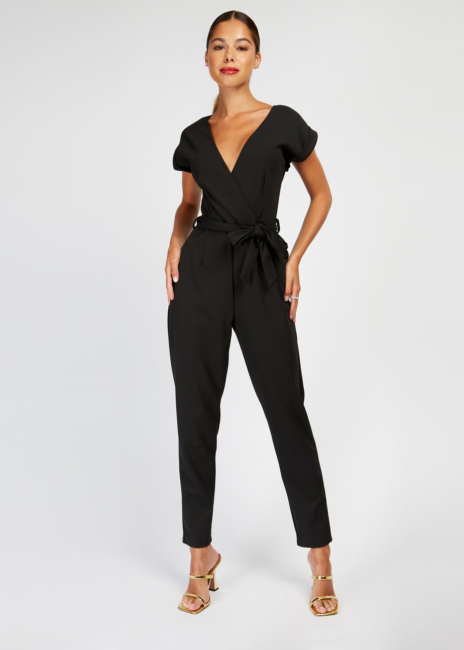 Girls on Film by Dani Dyer Black Mock Wrap Jumpsuit