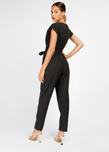 Girls on Film by Dani Dyer Black Mock Wrap Jumpsuit