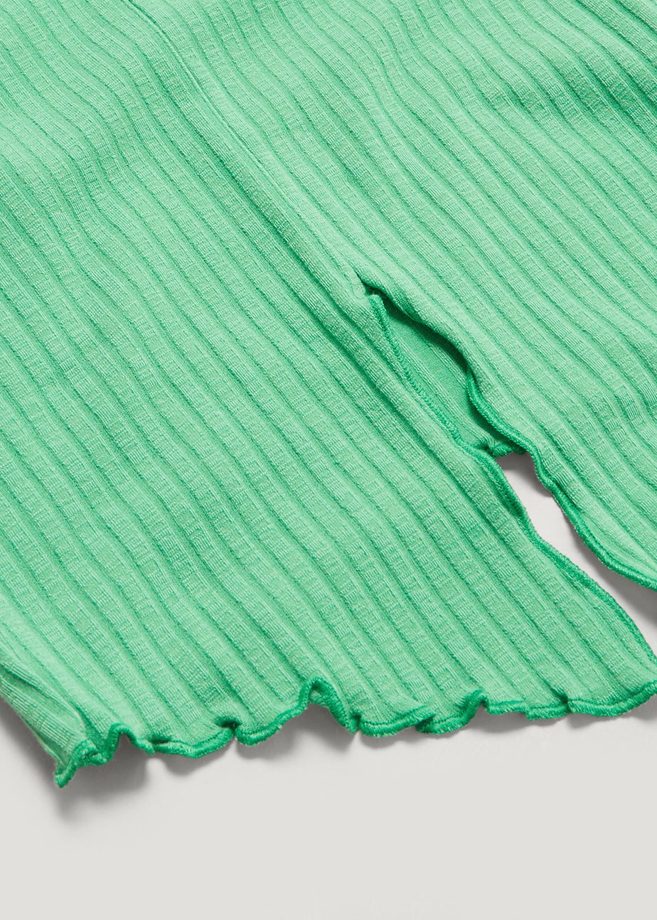 Girls Candy Couture Green Ribbed Crop Top (9-16yrs)