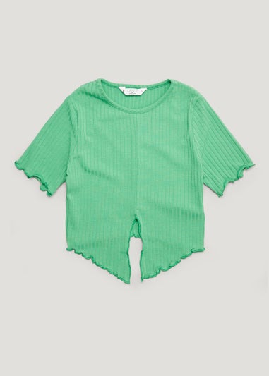 Girls Candy Couture Green Ribbed Crop Top (9-16yrs)