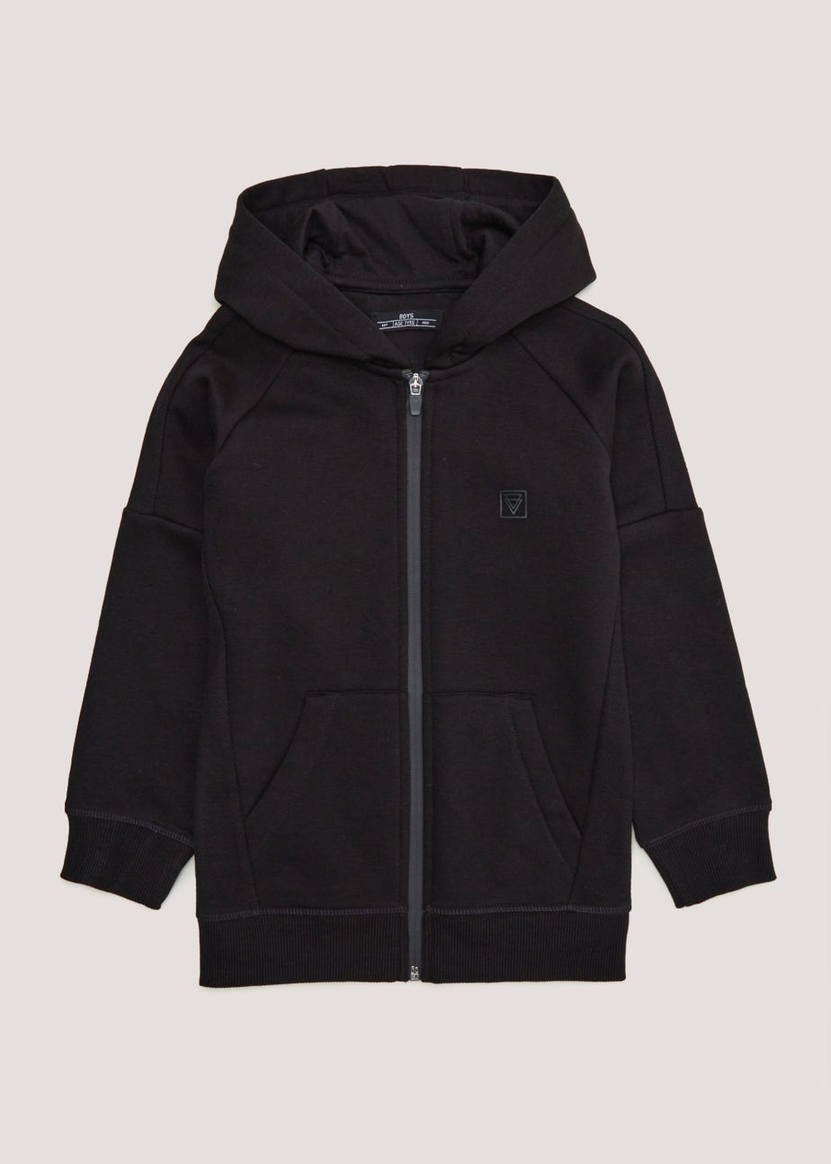 Boys Black Waffle Zip Up Hoodie (4-15yrs)