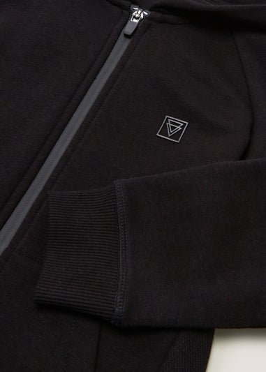 Boys Black Waffle Zip Up Hoodie (4-15yrs)