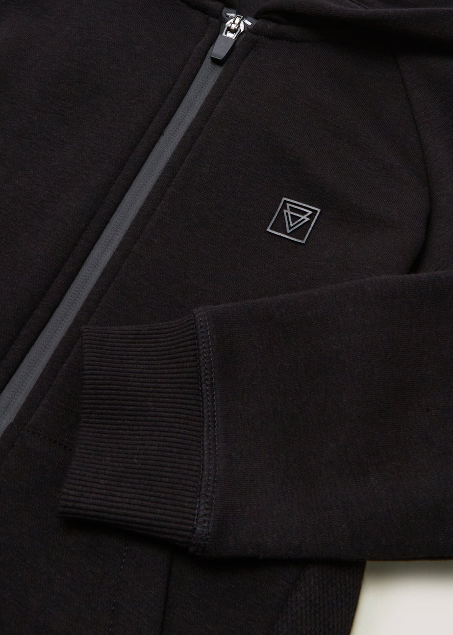 Boys Black Waffle Zip Up Hoodie (4-15yrs)