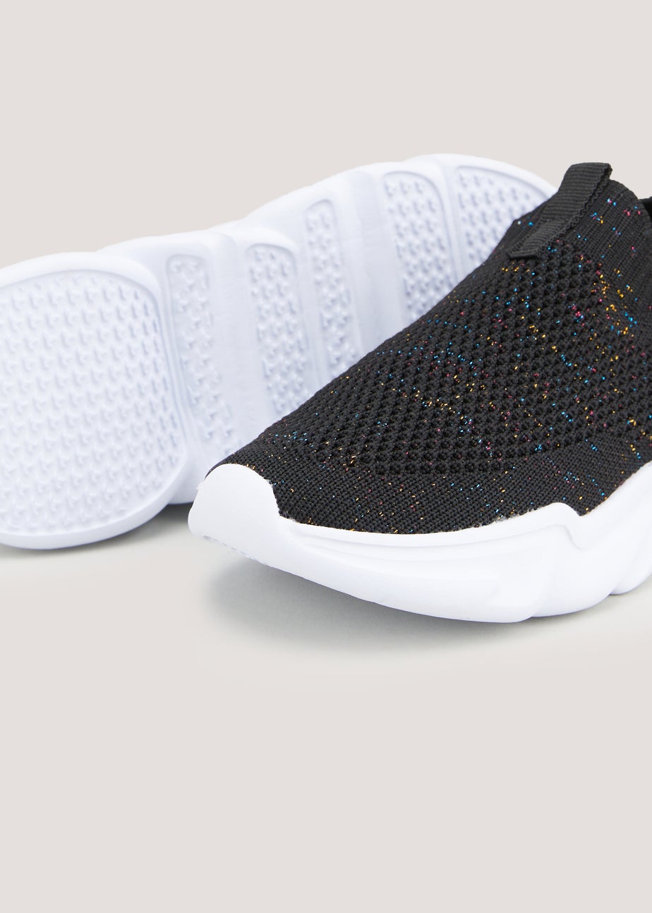 Girls Black Sparkle Sock Trainers (Younger 4-9) Matalan