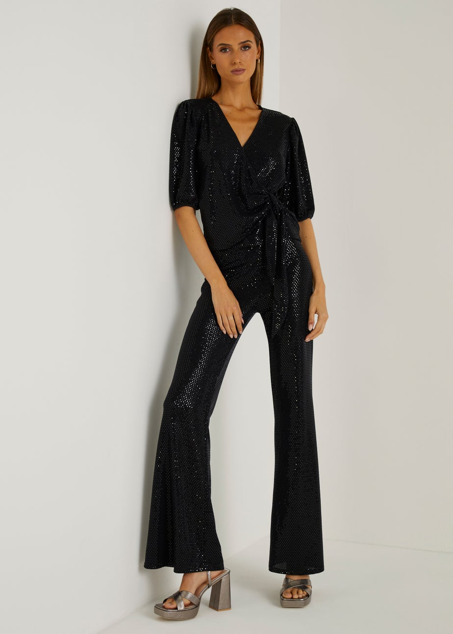 Et Vous Black Stretch Sequin Trousers
