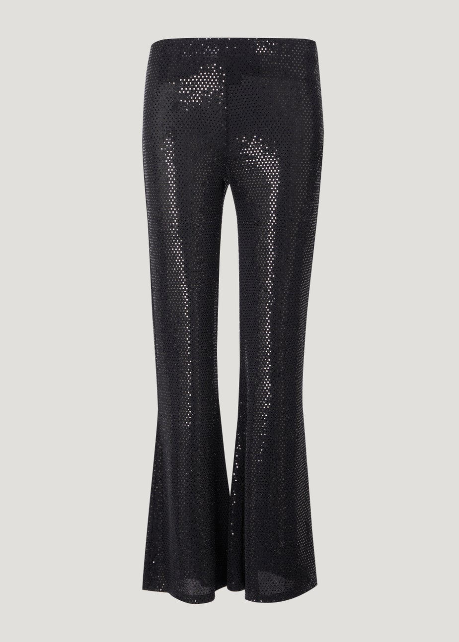 Et Vous Black Stretch Sequin Trousers