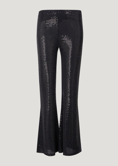 Et Vous Black Stretch Sequin Trousers