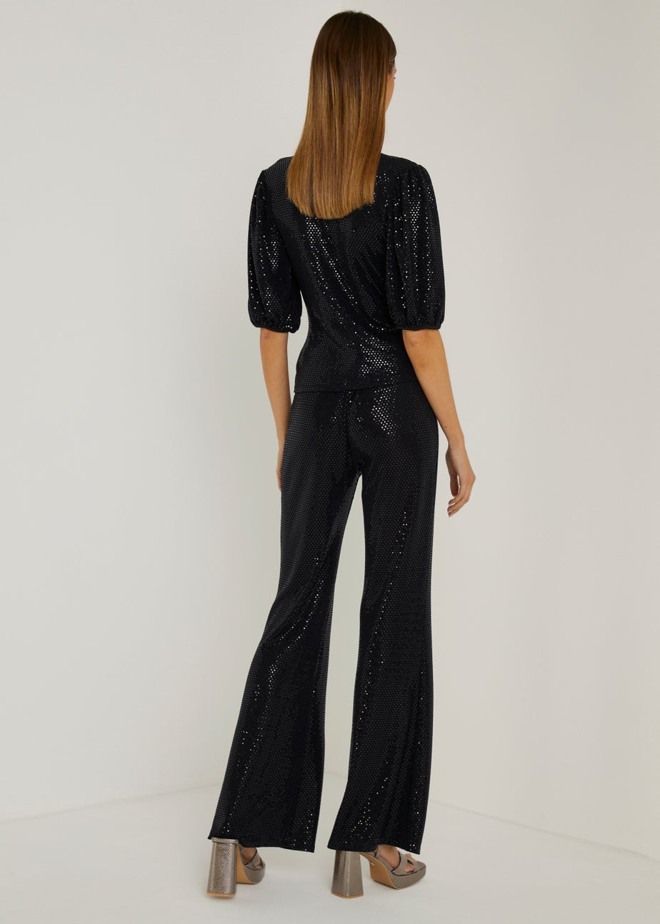 Et Vous Black Stretch Sequin Trousers