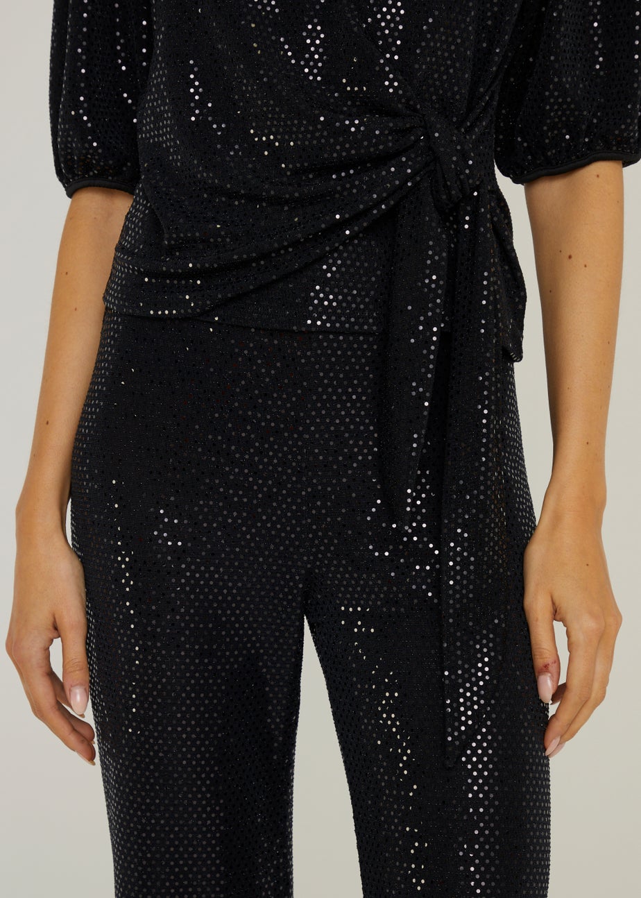 Et Vous Black Stretch Sequin Trousers