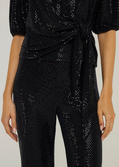 Et Vous Black Stretch Sequin Trousers
