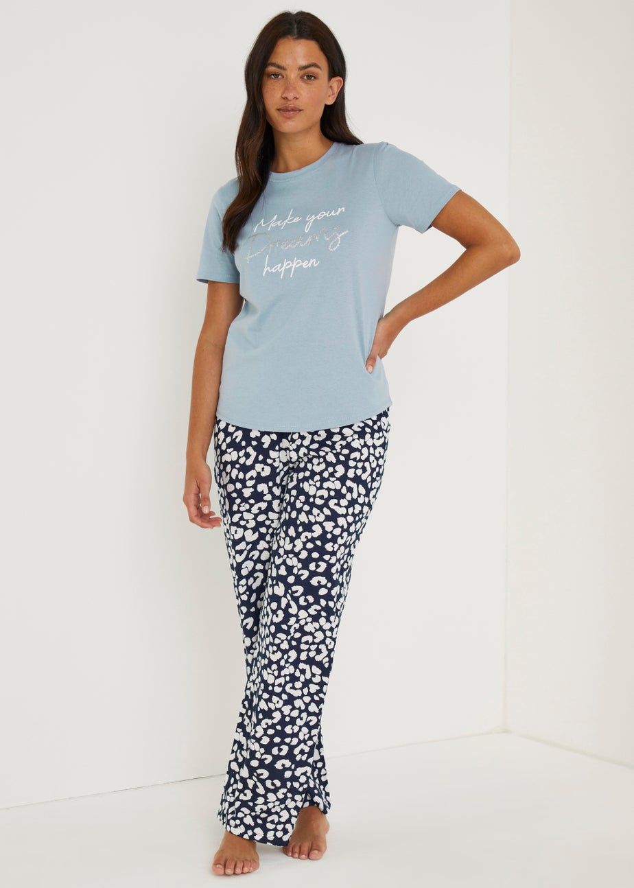 Blue Slogan Pyjama Top