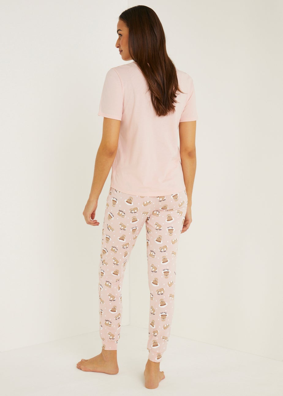 Pink Mix & Match Sloth Cuffed Pyjama Bottoms