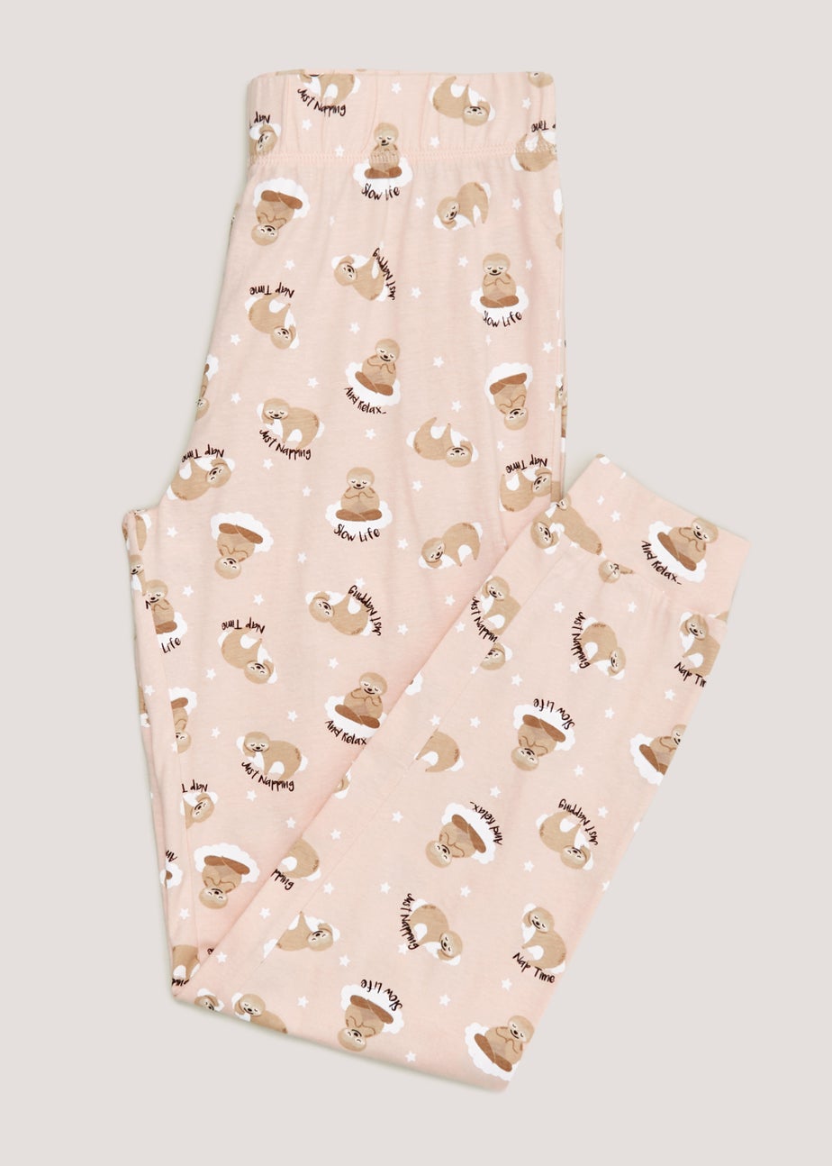 Pink Mix & Match Sloth Cuffed Pyjama Bottoms
