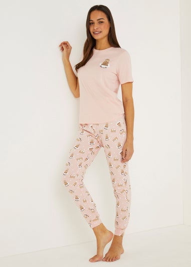 Pink Mix & Match Sloth Cuffed Pyjama Bottoms