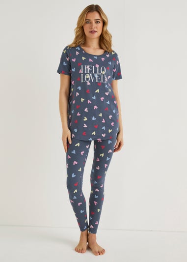 Navy Hello Lovely Legging Pyjama Set