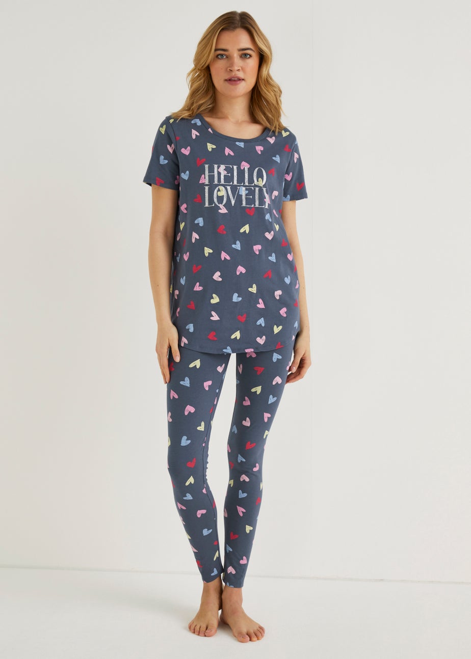 Navy Hello Lovely Legging Pyjama Set