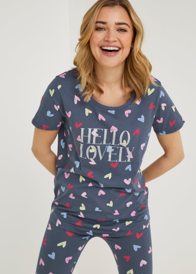Navy Hello Lovely Legging Pyjama Set