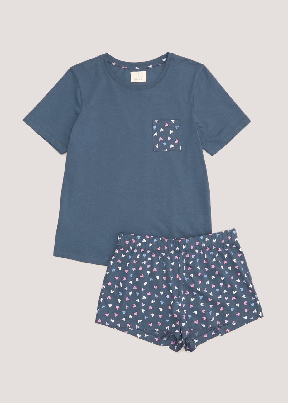 Navy Heart Short Pyjama Set