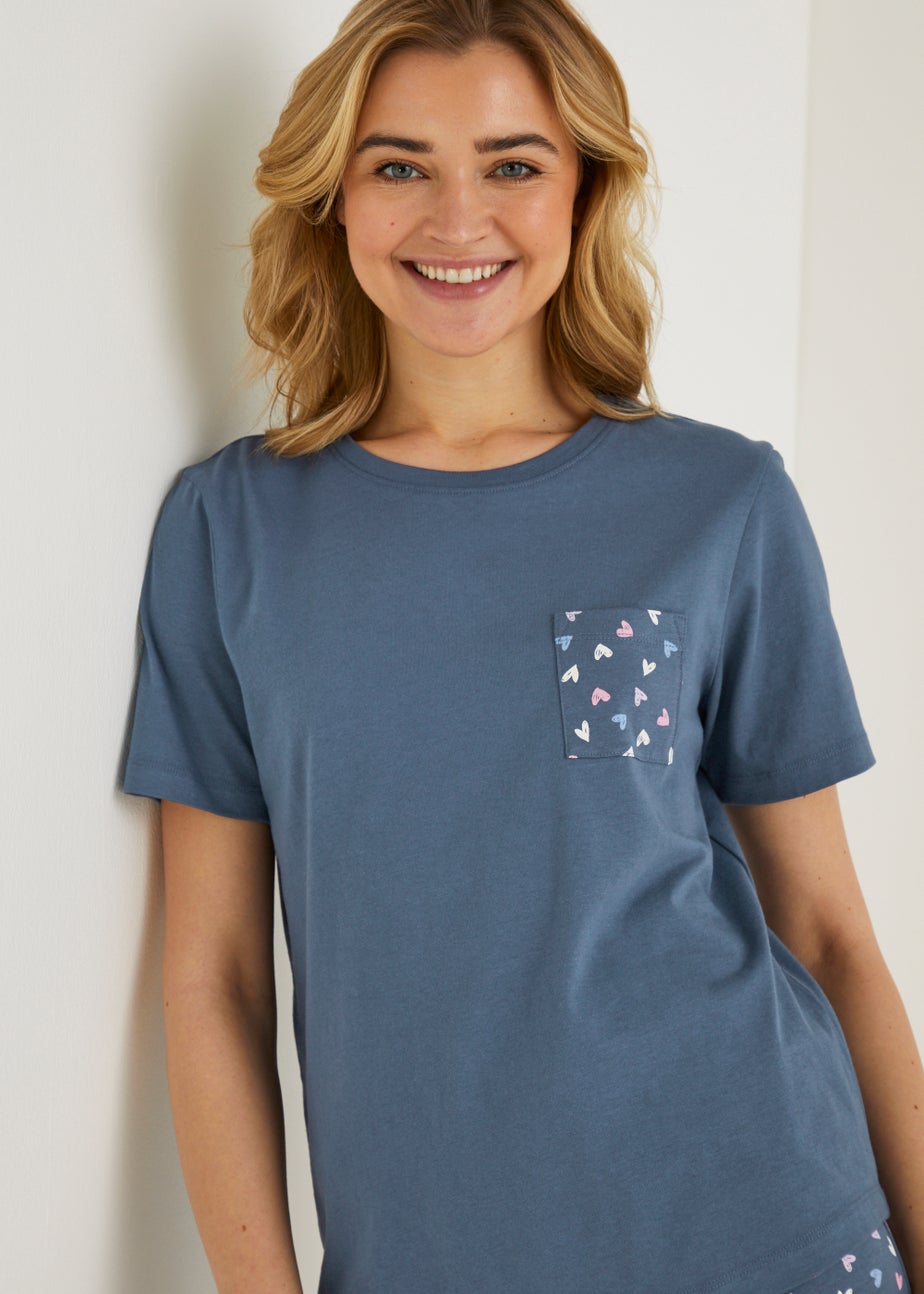 Navy Heart Short Pyjama Set