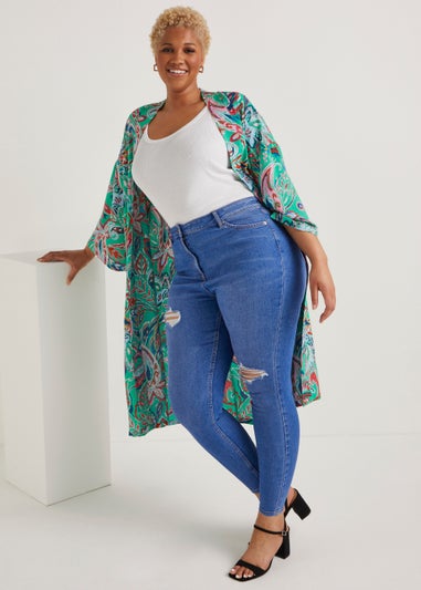 Papaya Curve April Mid Wash Ripped Super Skinny Jeans