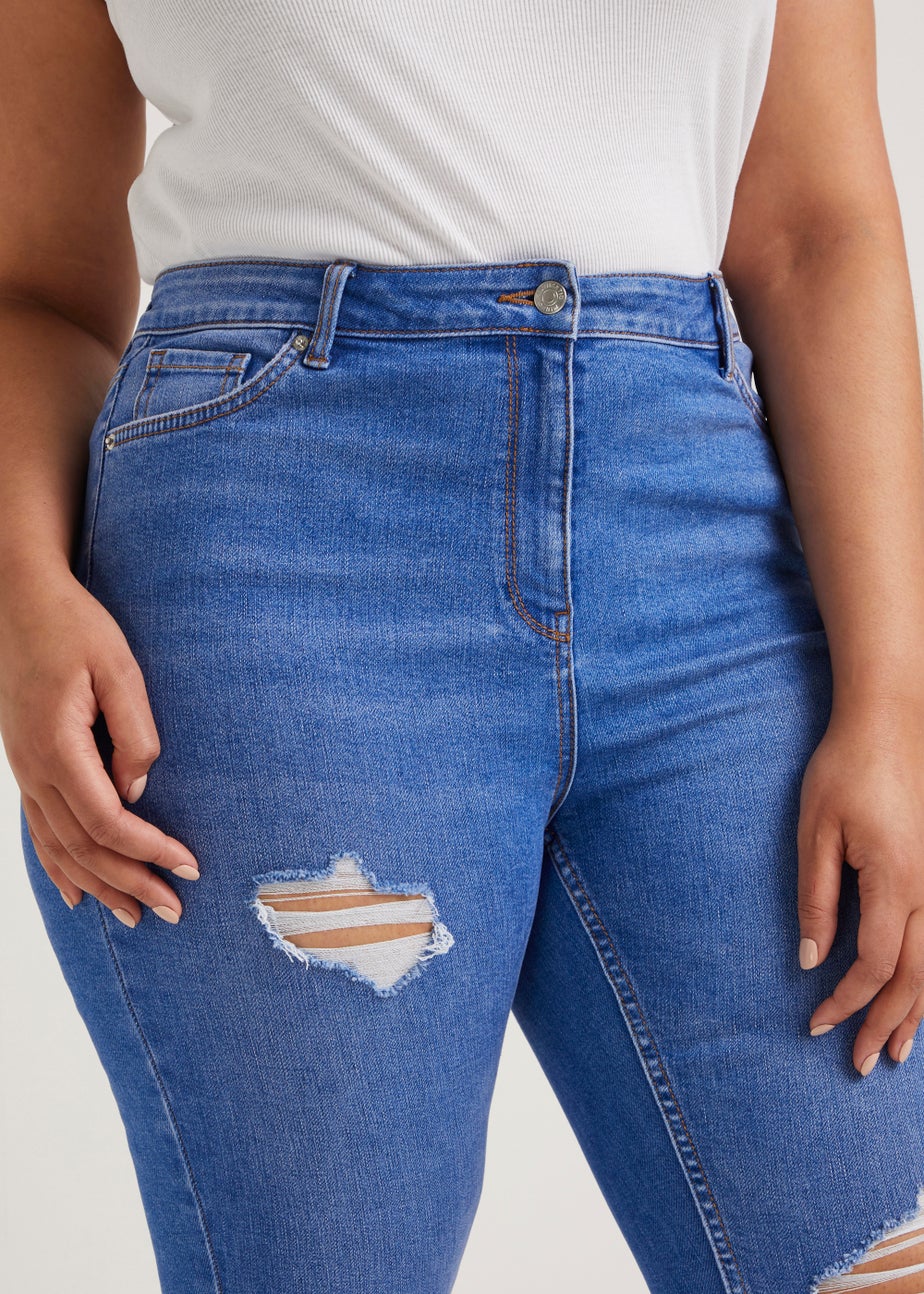 Papaya Curve April Mid Wash Ripped Super Skinny Jeans