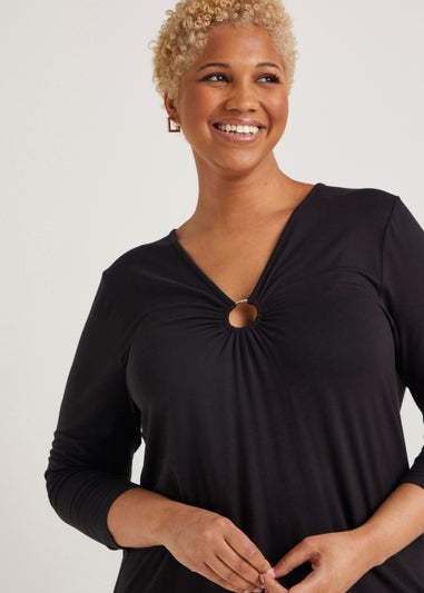 Papaya Curve Black Long Sleeve Ring Top