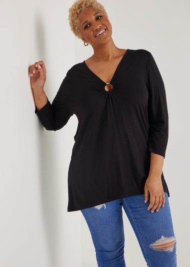 Papaya Curve Black Long Sleeve Ring Top