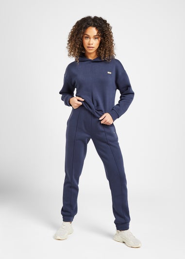 Elle Sport Navy Twist Front Cropped Hoodie