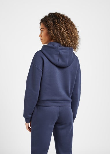 Elle Sport Navy Twist Front Cropped Hoodie